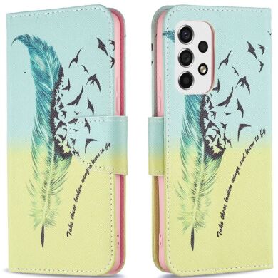 Чехол-книжка Deexe Color Wallet для Samsung Galaxy A53 (A536) - Feather and Birds