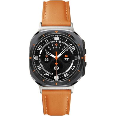 Кожаный ремешок Deexe Genuine Leather для Samsung Galaxy Watch Ultra (47mm) / Ultra (2025) - Brown