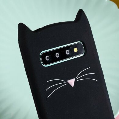 Силиконовый (TPU) чехол Deexe Cat 3D Series для Samsung Galaxy S10 (G973) - Black