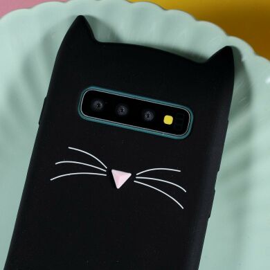 Силиконовый (TPU) чехол Deexe Cat 3D Series для Samsung Galaxy S10 (G973) - Black