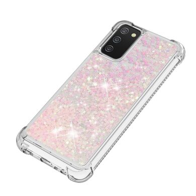 Силиконовый (TPU) чехол Deexe Liquid Glitter для Samsung Galaxy A02s (A025) - Pink