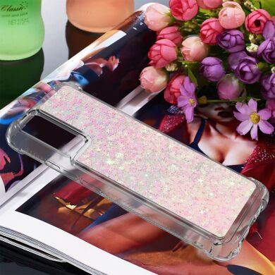 Силиконовый (TPU) чехол Deexe Liquid Glitter для Samsung Galaxy A02s (A025) - Pink