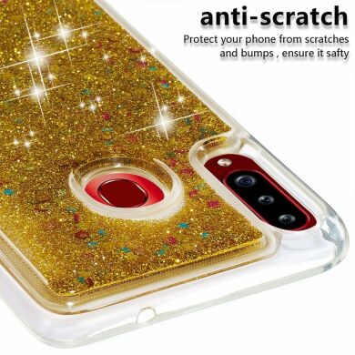 Силіконовий (TPU) чохол Deexe Liquid Glitter для Samsung Galaxy A20s (A207), Gold