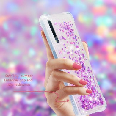 Силиконовый (TPU) чехол Deexe Liquid Glitter для Samsung Galaxy A7 2018 (A750) - Light Purple
