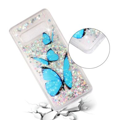Силіконовий (TPU) чохол Deexe Liquid Glitter для Samsung Galaxy S10 - Blue Butterfly