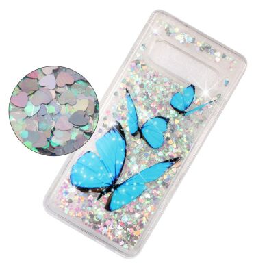 Силіконовий (TPU) чохол Deexe Liquid Glitter для Samsung Galaxy S10 - Blue Butterfly