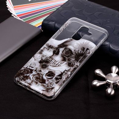 Силиконовый (TPU) чехол Deexe Pretty Glossy для Samsung Galaxy A6+ 2018 (A605) - Flowered Skull