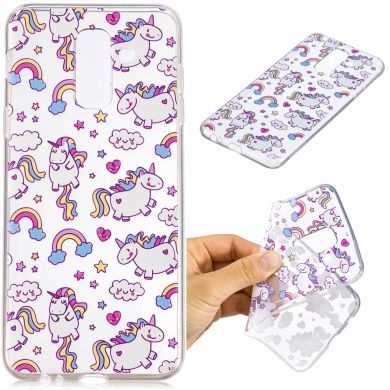 Силиконовый (TPU) чехол Deexe Pretty Glossy для Samsung Galaxy A6+ 2018 (A605) - Lovely Unicorns