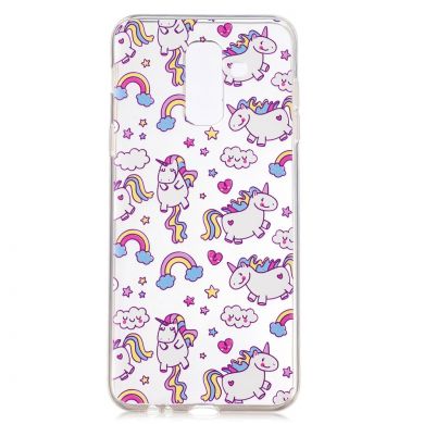 Силиконовый (TPU) чехол Deexe Pretty Glossy для Samsung Galaxy A6+ 2018 (A605) - Lovely Unicorns