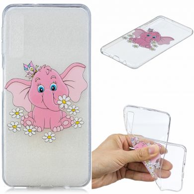 Силиконовый (TPU) чехол Deexe Pretty Glossy для Samsung Galaxy A7 2018 (A750) - Elephant and Daisy