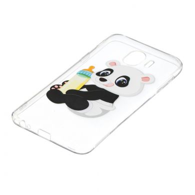 Силиконовый (TPU) чехол Deexe Pretty Glossy для Samsung Galaxy J4 2018 (J400) - Panda Holding a Bottle