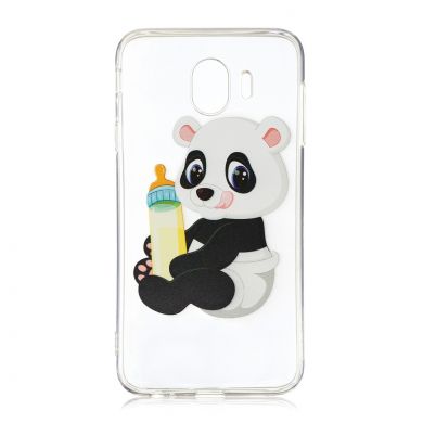 Силиконовый (TPU) чехол Deexe Pretty Glossy для Samsung Galaxy J4 2018 (J400) - Panda Holding a Bottle