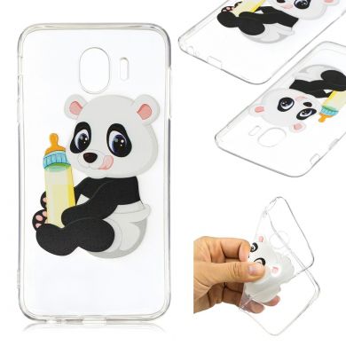 Силиконовый (TPU) чехол Deexe Pretty Glossy для Samsung Galaxy J4 2018 (J400) - Panda Holding a Bottle