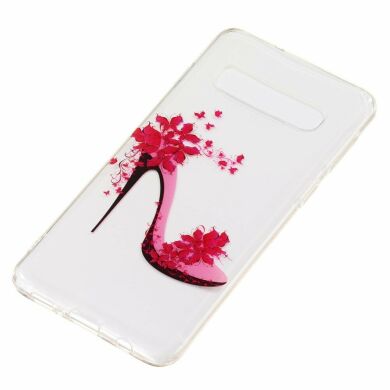 Силіконовий (TPU) чохол Deexe Pretty Glossy для Samsung Galaxy S10 (G973) - Flowered High Heel
