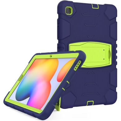 Защитный чехол Deexe Color Kickstand для Samsung Galaxy Tab S6 lite / S6 Lite (2022/2024) - Navy Blue / Lime