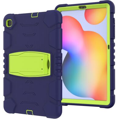 Защитный чехол Deexe Color Kickstand для Samsung Galaxy Tab S6 lite / S6 Lite (2022/2024) - Navy Blue / Lime