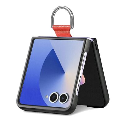 Защитный чехол Deexe Litchi Ring Case для Samsung Galaxy Flip 8 - Orange
