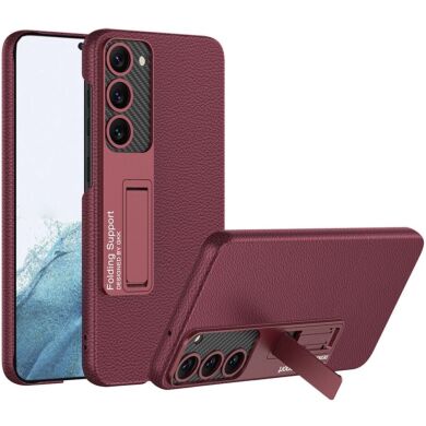 Защитный чехол GKK Leather Stand для Samsung Galaxy S23 - Wine Red