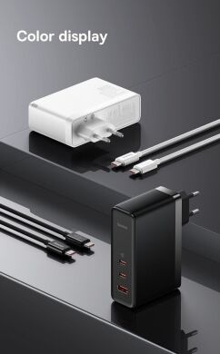Сетевое зарядное устройство Baseus GaN5 Pro Fast Charger 2C+U (140W) + кабель Type-C to Type-C (240W, 1m) CCGP100201 - Black