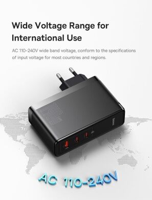 Сетевое зарядное устройство Baseus GaN5 Pro Fast Charger 2C+U (140W) + кабель Type-C to Type-C (240W, 1m) CCGP100201 - Black