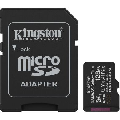 Карта памяти Kingston microSDXC 128GB Canvas Select Plus Gen3 UHS-I U1 V10 A1 (150MB/s) + адаптер (SDCS3/128GB) - Black