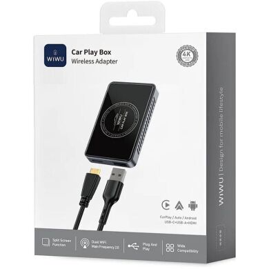 Бездротовий автомобільний адаптер WIWU Wi-CP004 Play Box Car Wireless CarPlay (iOS + Android) - Black