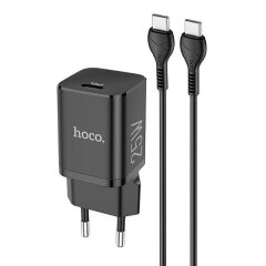 Мережевий зарядний пристрій Hoco N19 Rigorous PD 25W + кабель Type-C to Type-C - Black