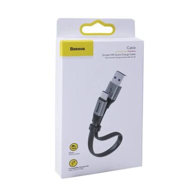 Кабель Baseus Simple HW Quick Charge USB to Type-C (40W, 23cm) CATMBJ-BG1 - Black
