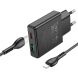 Мережевий зарядний пристрій Hoco N38 (20W) + кабель Type-C to Lightning - Black