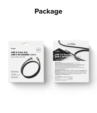 Кабель Ringke 90 Degree Type-C to Type-C 240W (5A, 1m) 8800293851479 - Black