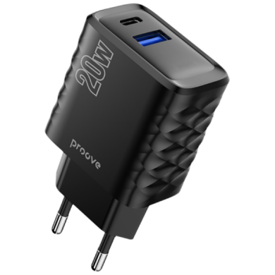 Мережевий зарядний пристрій Proove Speed Surge 20W (USB + Type-C) - Black