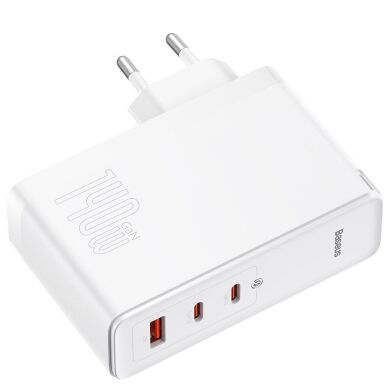 Мережевий зарядний пристрій Baseus GaN5 Pro Fast Charger 2C+U (140W) + кабель Type-C to Type-C (240W, 1m) CCGP100202 - White