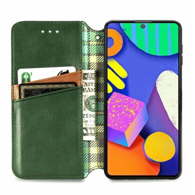 Чехол Deexe Rhombus Wallet для Samsung Galaxy M62 - Green