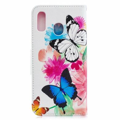 Чехол-книжка Deexe Color Wallet для Samsung Galaxy A30 (A305) / A20 (A205) - Butterflies and Flowers