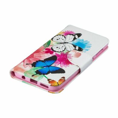 Чехол-книжка Deexe Color Wallet для Samsung Galaxy A30 (A305) / A20 (A205) - Butterflies and Flowers