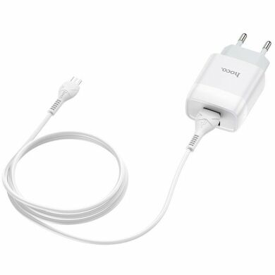 Сетевое зарядное устройство Hoco C73A (2USB, 2.4A) + кабель microUSB - White