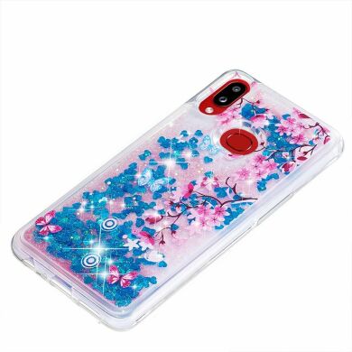 Силиконовая (TPU) накладка Deexe Fashion Glitter для Samsung Galaxy A10s (A107) - Blue/Peach Blossom