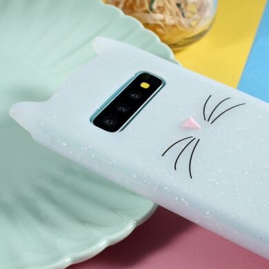 Силиконовый (TPU) чехол Deexe Cat 3D Series для Samsung Galaxy S10 (G973) - White