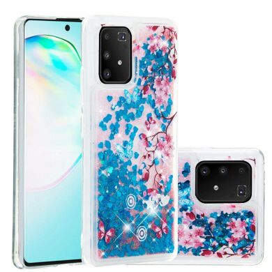 Силиконовый (TPU) чехол Deexe Fashion Glitter для Samsung Galaxy S10 Lite (G770) - Blue Flower