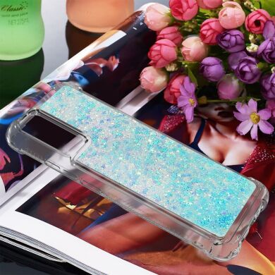 Силиконовый (TPU) чехол Deexe Liquid Glitter для Samsung Galaxy A02s (A025) - Baby Blue