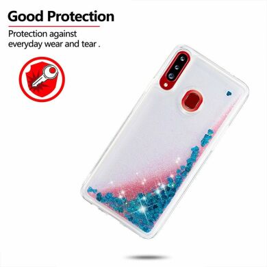 Силіконовий (TPU) чохол Deexe Liquid Glitter для Samsung Galaxy A20s (A207), Blue