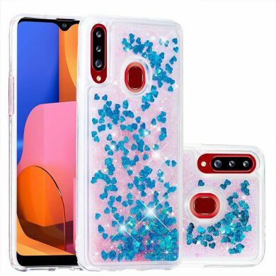 Силіконовий (TPU) чохол Deexe Liquid Glitter для Samsung Galaxy A20s (A207), Blue