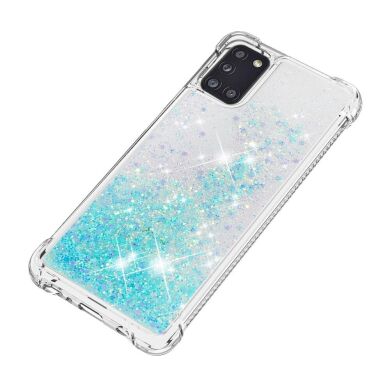 Силиконовый (TPU) чехол Deexe Liquid Glitter для Samsung Galaxy A31 (A315) - Baby Blue