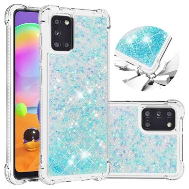 Силіконовий (TPU) чохол Deexe Liquid Glitter для Samsung Galaxy A31 (A315) - Baby Blue