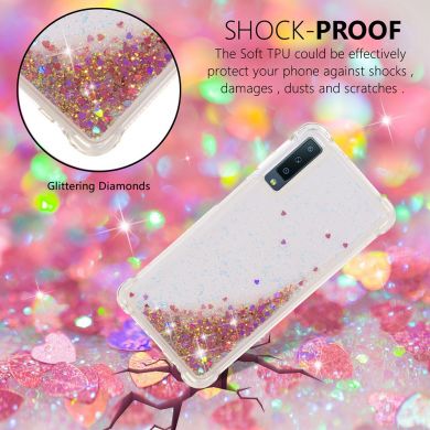Силіконовий (TPU) чохол Deexe Liquid Glitter для Samsung Galaxy A7 2018 (A750) - Rose Gold