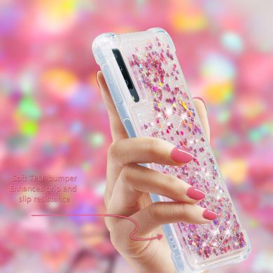 Силіконовий (TPU) чохол Deexe Liquid Glitter для Samsung Galaxy A7 2018 (A750) - Rose Gold