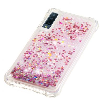Силіконовий (TPU) чохол Deexe Liquid Glitter для Samsung Galaxy A7 2018 (A750) - Rose Gold