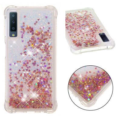 Силіконовий (TPU) чохол Deexe Liquid Glitter для Samsung Galaxy A7 2018 (A750) - Rose Gold