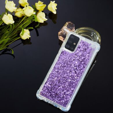 Силиконовый (TPU) чехол Deexe Liquid Glitter для Samsung Galaxy A71 (A715) - Violet