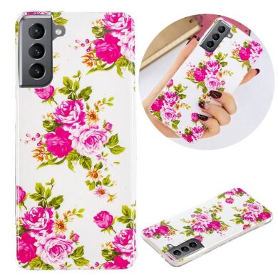 Силиконовый (TPU) чехол Deexe LumiCase для Samsung Galaxy S21 FE (G990) - Roses